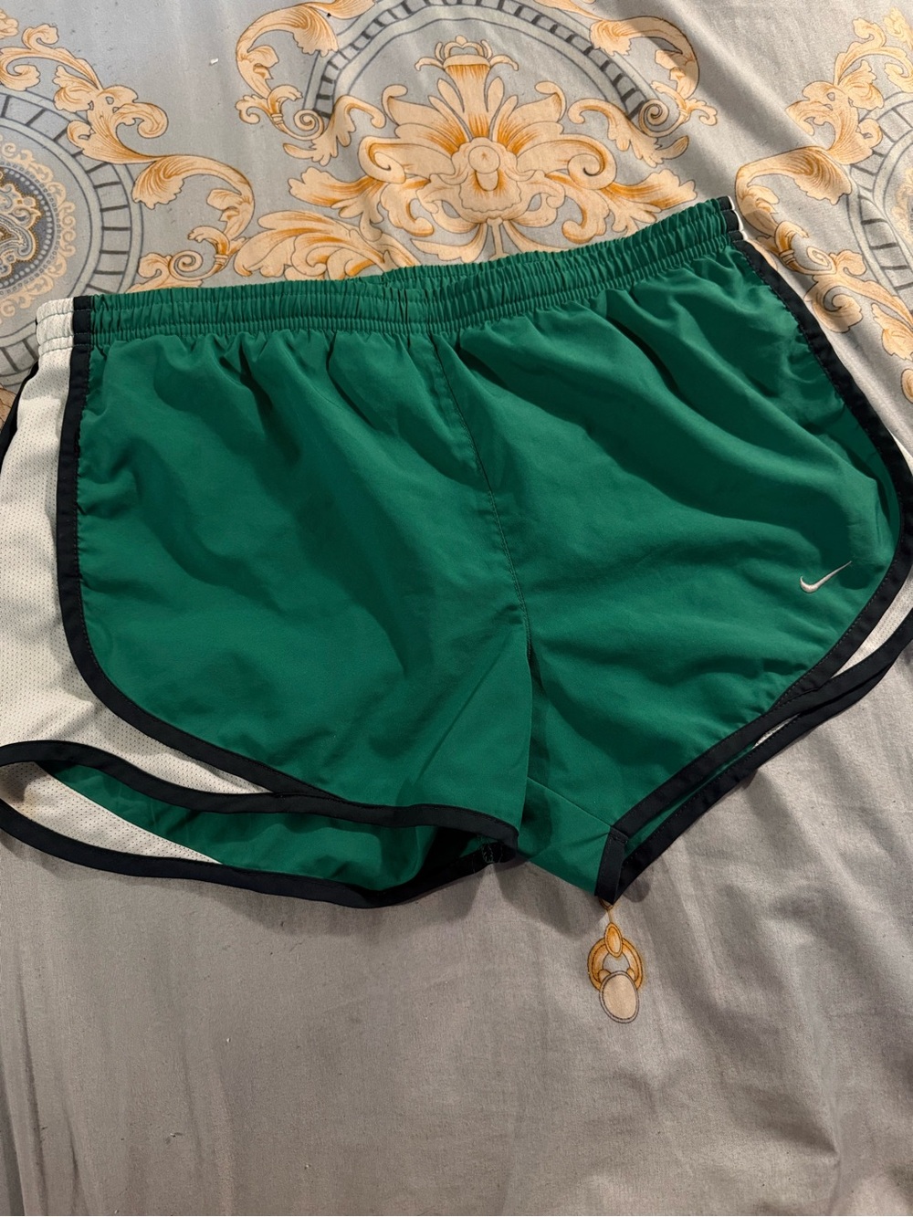 Nike Women's Emerald Green Athletic Shorts with Black Trim